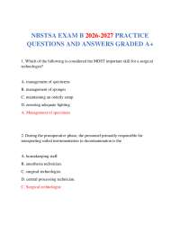 NBSTSA EXAM B 2026-2027 PRACTICE QUESTIONS AND ANSWERS GRADED A+