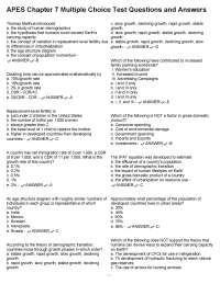 APES Chapter 7 Multiple Choice Test Questions and Answers