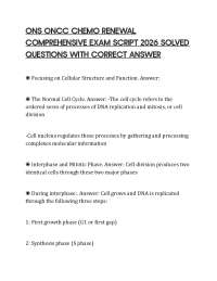 ONS ONCC CHEMO RENEWAL COMPREHENSIVE EXAM SCRIPT 2026 SOLVED QUESTIONS WITH CORRECT ANSWER