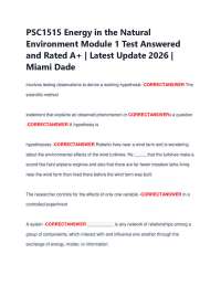 PSC1515 Energy in the Natural Environment Module 1 Test Answered and Rated A+ | Latest U