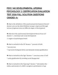 PSYC 140 DEVELOPMENTAL LIFESPAN PSYCHOLOGY 2 CERTIFICATION EVALUATION TEST 2026 FULL SOLUT