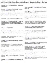APES Unit 6A: Non-Renewable Energy Complete Study Review