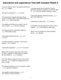 Inductance and capacitance Test with Answers Rated A