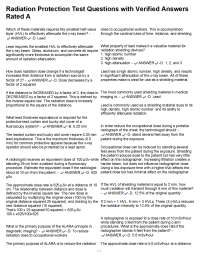 Radiation Protection Test Questions with Verified Answers Rated A