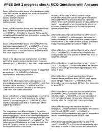 APES Unit 2 progress check MCQ Questions with Answers