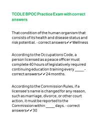 TCOLE BPOC Practice Exam with correct answers