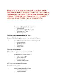NEVADA PUBLIC HEALTH & ENVIRONMENTAL CODE ENFORCEMENT EXAM 2026/2027 ACCURATE EXAM REAL