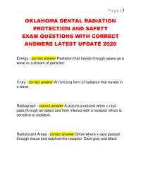 OKLAHOMA DENTAL RADIATION PROTECTION AND SAFETY EXAM QUESTIONS WITH CORRECT ANSWERS