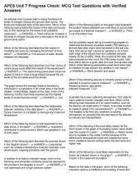APES Unit 7 Progress Check: MCQ Test Questions with Verified Answers