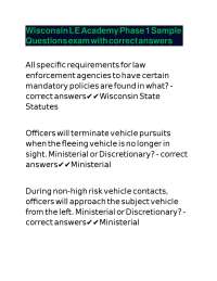 Wisconsin LE Academy Phase 1 Sample Questions exam with correct answers