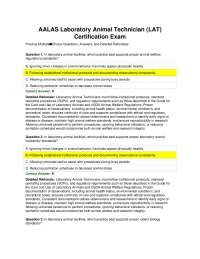 AALAS Laboratory Animal Technician (LAT) Certification Exam Multiple-Choice Questions with