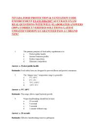NEVADA FOOD PROTECTION & SANITATION CODE ENFORCEMENT EXAM 2026/2027 ACCURATE EXAM REAL Q