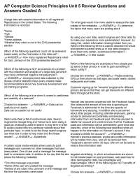 AP Computer Science Principles Unit 5 Review Questions and Answers Graded A