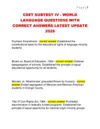 CSET SUBTEST IV - WORLD LANGUAGE QUESTIONS WITH CORRECT ANSWERS LATEST UPDATE 2026