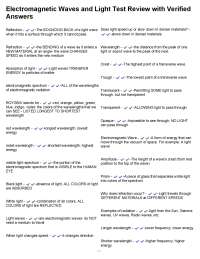 Electromagnetic Waves and Light Test Review with Verified Answers