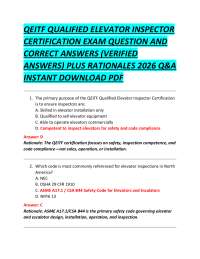 QEITF QUALIFIED ELEVATOR INSPECTOR CERTIFICATION EXAM QUESTION AND CORRECT ANSWERS
