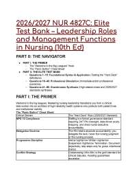 2026/2027 Nursing Leadership Test Bank (10th Ed) | Complete Q&A, Rationales & Mentor