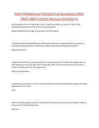 NHA Phlebotomy Practice Test Questions 2025-2026 100% Correct Answers Graded A+