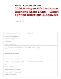 2026 Michigan Life Insurance Licensing State Exam – Latest Verified Questions & Answers