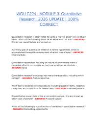 WGU C224 – MODULE 3: QUANTITATIVE RESEARCH | 2026 UPDATED | 100% CORRECT SOLUTIONS
