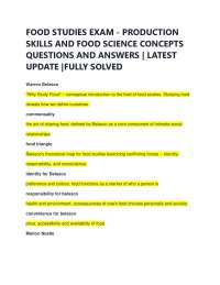 FOOD STUDIES EXAM - PRODUCTION SKILLS AND FOOD SCIENCE CONCEPTS QUESTIONS AND ANSWERS |