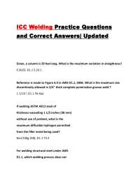 ICC Welding Practice Questions and Correct Answers| Updated