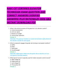 NAEC CET CERTIFIED ELEVATOR TECHNICIAN EXAM QUESTION AND CORRECT ANSWERS