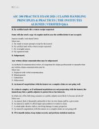 AIC 300 PRACTICE EXAM 2026 | CLAIMS HANDLING PRINCIPLES & PRACTICES | THE INSTITUTES ALIGN