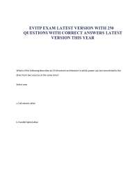 EVITP EXAM LATEST VERSION WITH 250 QUESTIONS WITH CORRECT ANSWERS LATEST VERSION THIS YEAR