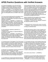 APES Practice Questions with Verified Answers