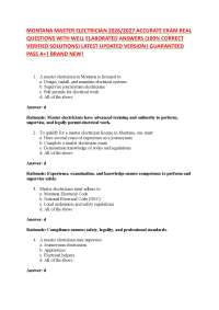 MONTANA MASTER ELECTRICIAN 2026/2027 ACCURATE EXAM REAL QUESTIONS WITH WELL ELABORATED AN
