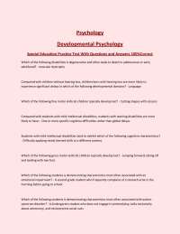 Psychology Developmental Psychology Special Education Practice Test With Questions and Ans