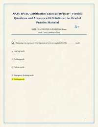 NATE HVAC Certification Exam 2026/2027 –Verified Questions and Answers with Solutions