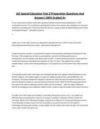 161 Special Education Test 2 Preparation Questions And Answers 100% Graded A+