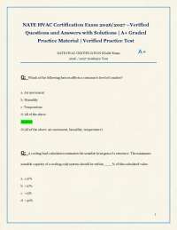 NATE HVAC Certification Exam 2026/2027 –Verified Questions and Answers with Solutions