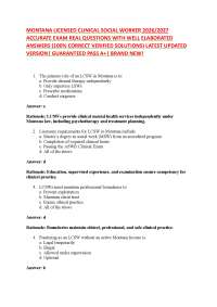 MONTANA LICENSED CLINICAL SOCIAL WORKER 2026/2027 ACCURATE EXAM REAL QUESTIONS WITH WELL