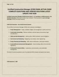 Certified Construction Manager (CCM) EXAM–ACTUAL EXAM COMPLETE QUESTIONS AND VERIFIED SOLU