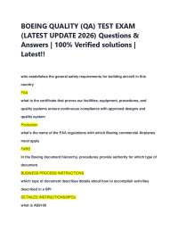 BOEING QUALITY (QA) TEST EXAM (LATEST UPDATE 2026) Questions & Answers | 100% Verified s