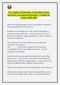 English 10 Semester A 7.01 English Language Arts Grade 10 2026-2027 test questions with ap