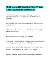 FOOD MANAGER EXAMINATION SET 2026 SOLVED QUESTIONS GRADED A+