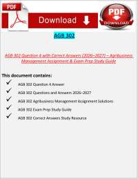 AGB 302 Question 4 with Correct Answers (2026–2027) – Agribusiness Management Assignment &