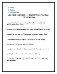 MED AIDE - CHAPTER 11 - DIGESTIVE SYSTEM EXAM TEST GUIDE 2026