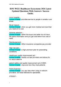 D391 WGUHealthcare Ecosystems 2026 Latest Updated Questions With Answers Success Guide.