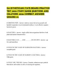 GA ESTHETICIAN STATE BOARD PRACTICE TEST 2023 STUDY GUIDE QUESTIONS AND SOLUTIONS 2026 COR
