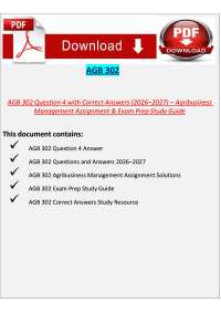 AGB 302 Question 4 with Correct Answers (2026–2027) – Agribusiness Management Assignment &