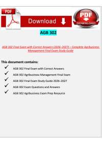 AGB 302 Final Exam with Correct Answers (2026–2027) – Complete Agribusiness Management Fin