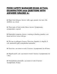 FOOD SAFETY MANAGER EXAM ACTUAL EXAMINATION 2026 QUESTIONS WITH ANSWERS GRADED A+