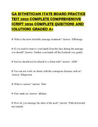 GA ESTHETICIAN STATE BOARD PRACTICE TEST 2023 COMPLETE COMPREHENSIVE SCRIPT 2026 COMPLETE