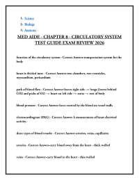 MED AIDE - CHAPTER 8 - CIRCULATORY SYSTEM TEST GUIDE EXAM REVIEW 2026