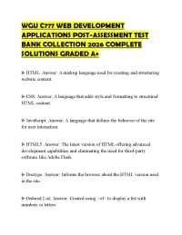 WGU C777 WEB DEVELOPMENT APPLICATIONS POST-ASSESSMENT TEST BANK COLLECTION 2026 COMPLETE S